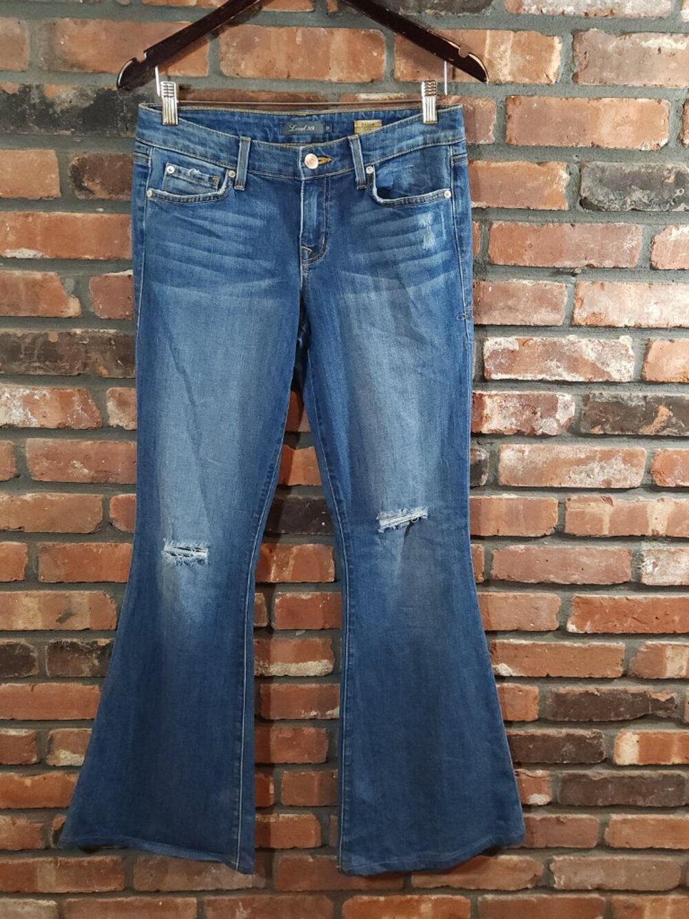Level 99 Dahlia Distressed Mid-rise Flare Jeans in Rookie Y2K Western Women's 27
